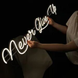 At Home 'Never Give Up' USB Powered Sign‎